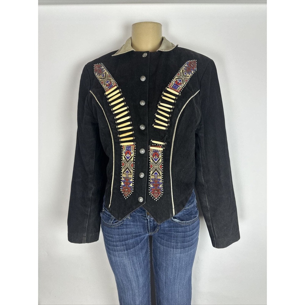 T2 Hand-Beaded Tailored Jacket in Native American Design, VTG 1960's-1970' Wo 10